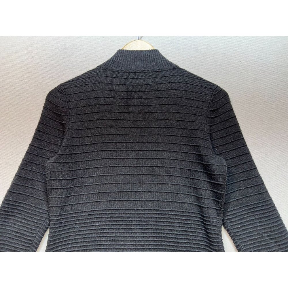 Calvin Klein Womens Ribbed Knit Double Zip Sweater Dress Long Sleeve Size M Gray - Picture 10 of 11